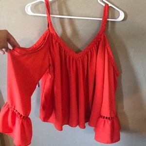 Cold shoulder bell sleeved blouse